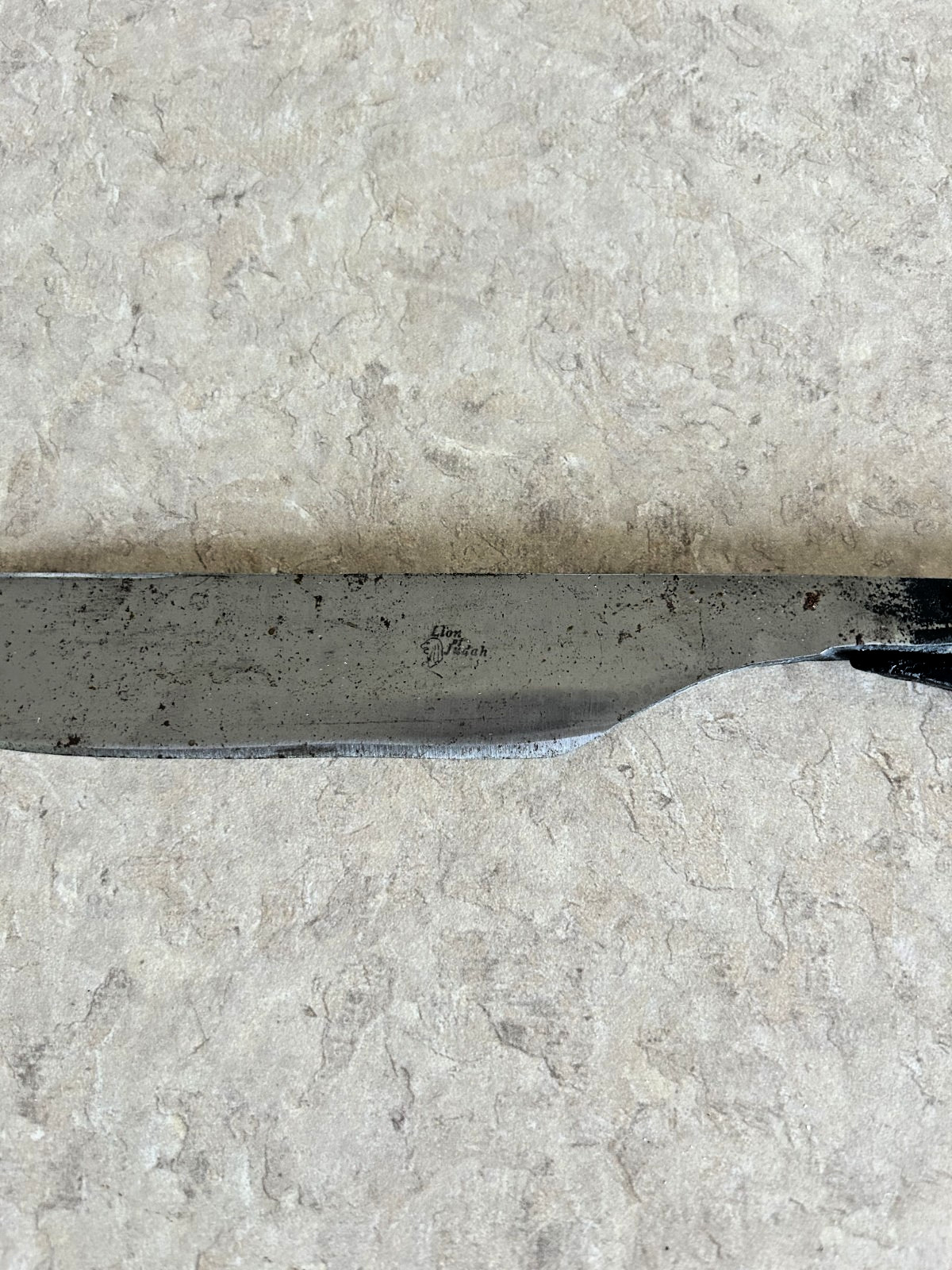 Antique Twisted Hand Forged Railroad Spike Knife Branded «Lion of Judah»