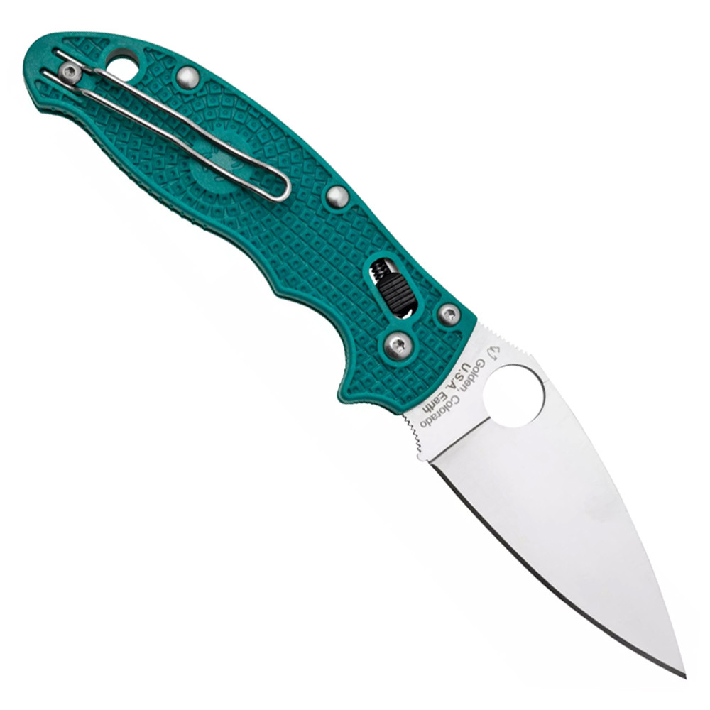 Spyderco C101PCBL2 Manix2 Lightweight Green Handle Stainless Steel Folding Knife