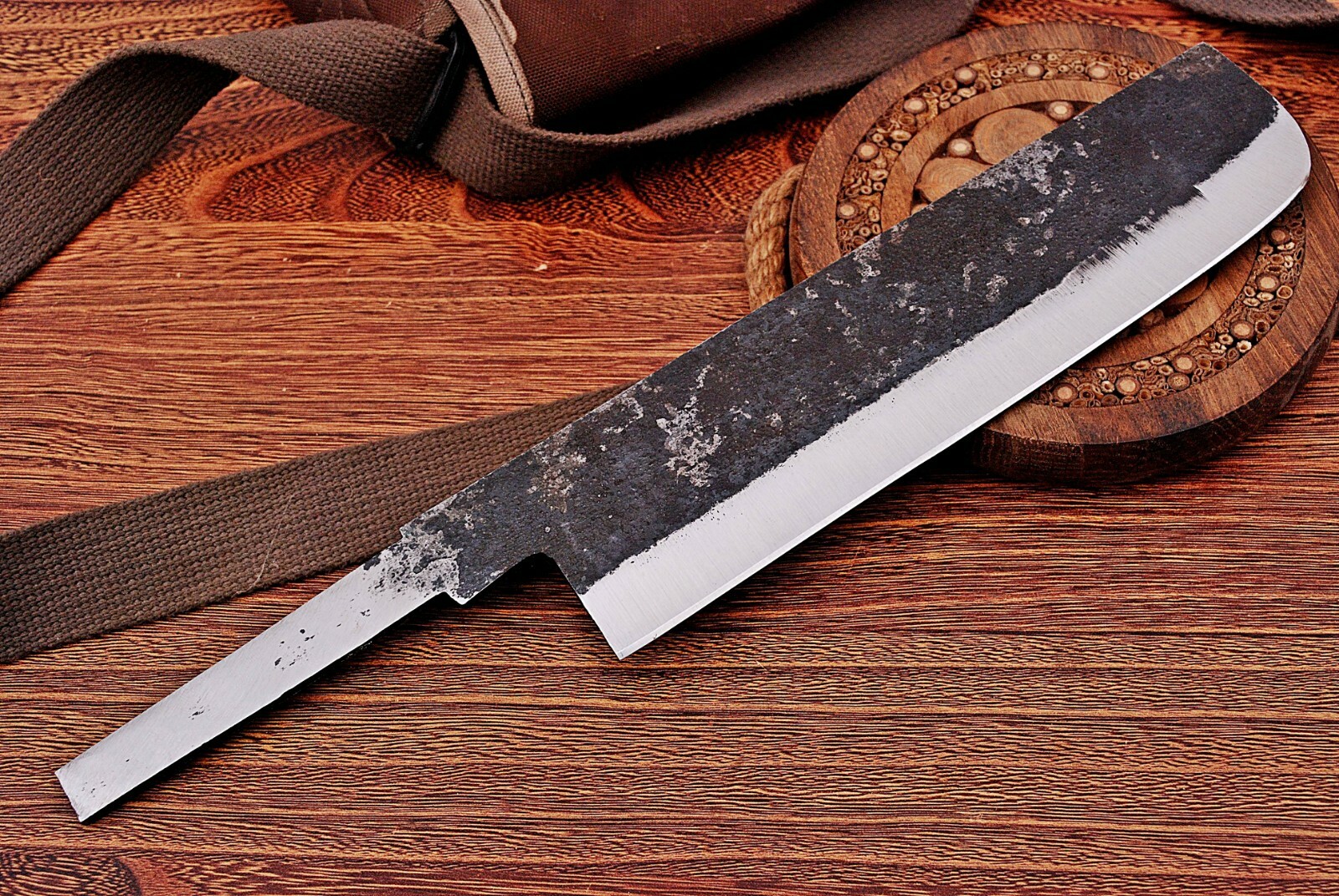 1095 HAND FORGED RAILROAD SPIKE BLANK BLADE MEAT CLEAVER KNIFE AH DAMASCUS -1217