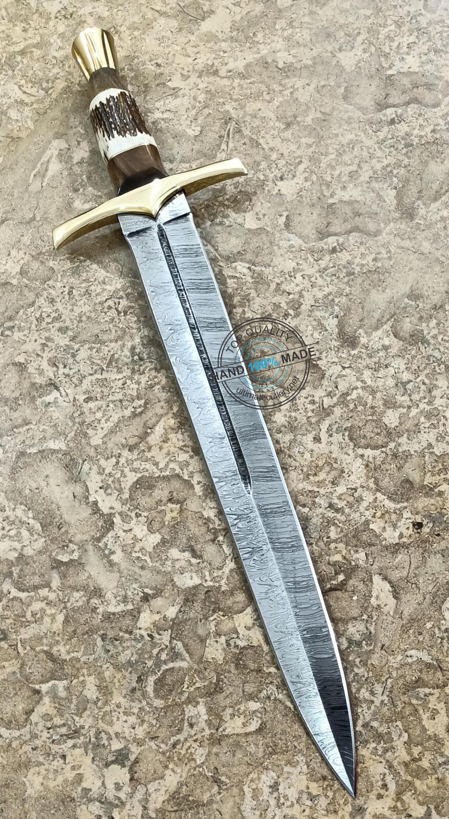 21.25″ Custom Hand Made Beautiful Damascus steel double edge Sword knife (3005-3