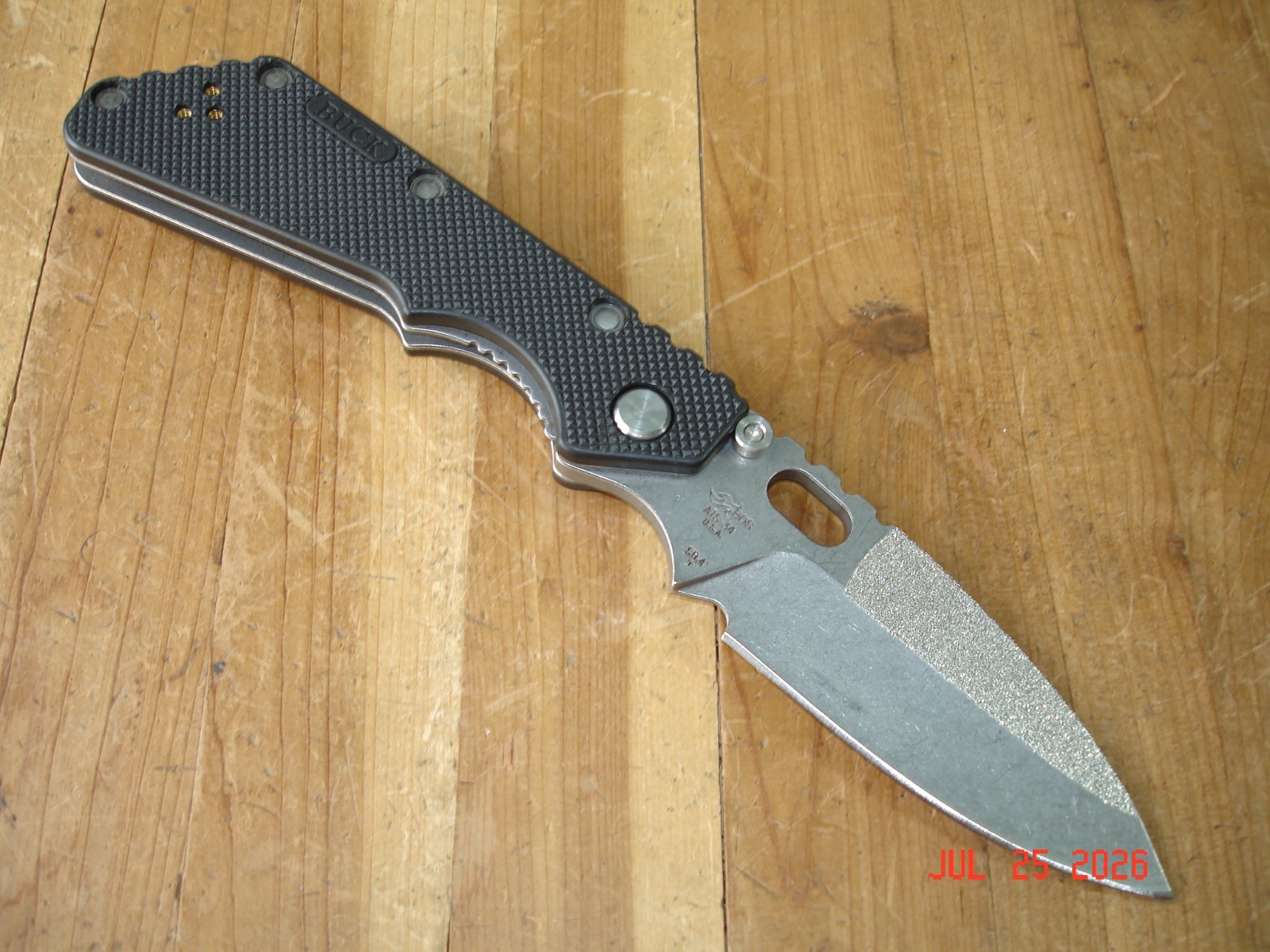 2003 BUCK KNIFE 882 889 STRIDER BOS ATS-34 STEEL BLADE SB.4 BLACK PLASTIC HANDLE