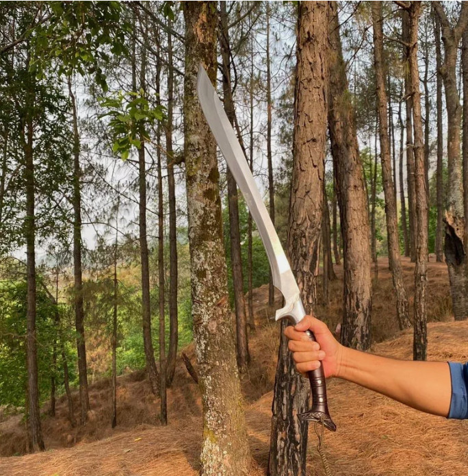 Custom Handmade Carbon Steel Blade Tactical Machete Sword| Hunting Sword Camping