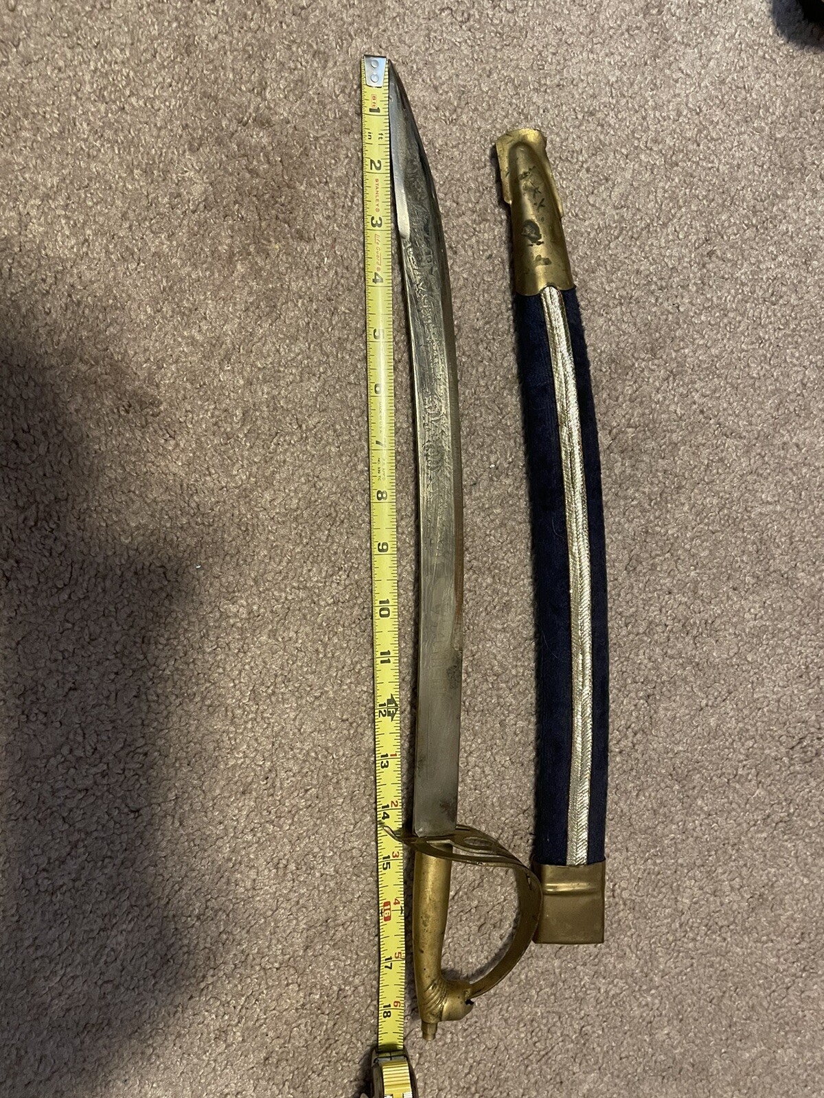 Vintage Made In India Curved Katana Or Sword With Fabric Sheath