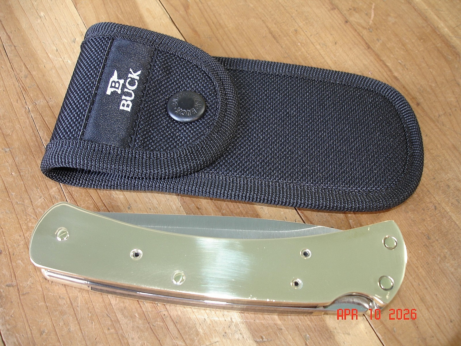 JOE HOUSER CUSTOM BUCK KNIFE 110 HUNTER BRASS INSIDE OUT DP 2024 BOS S30V BLADE