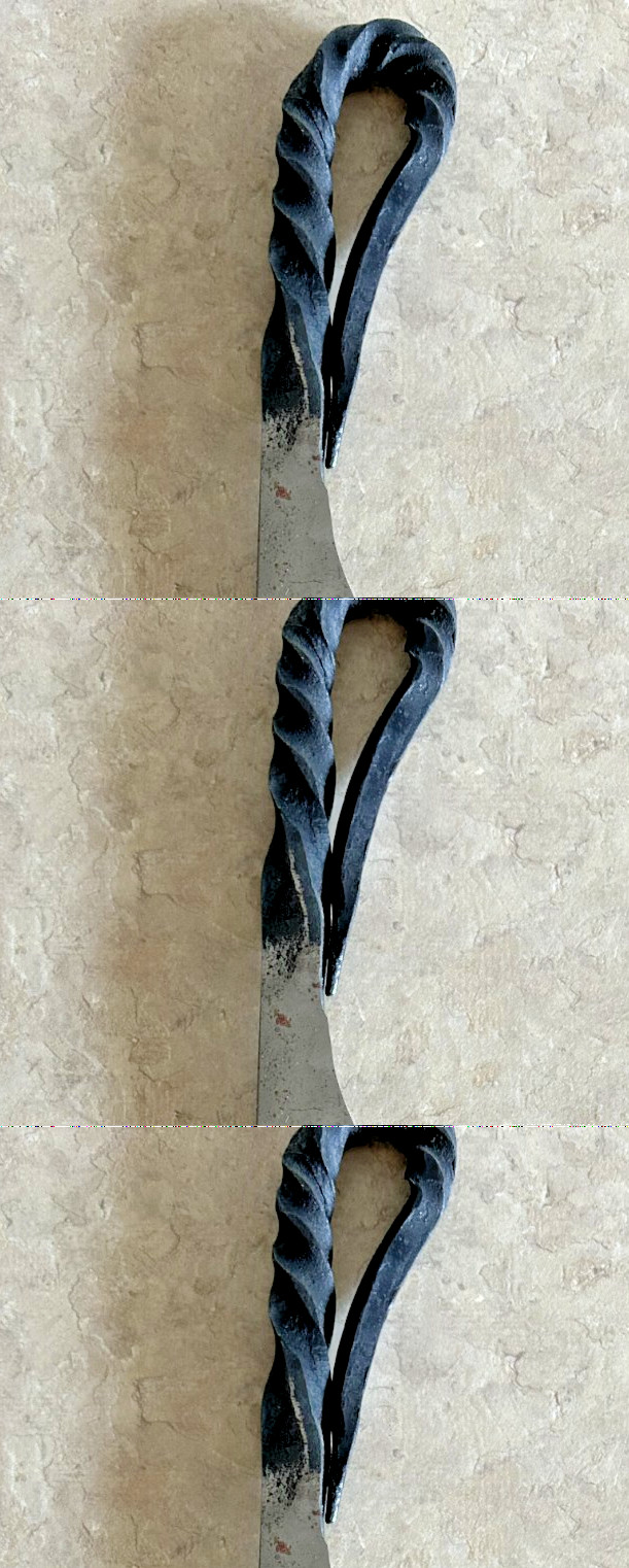 Antique Twisted Hand Forged Railroad Spike Knife Branded «Lion of Judah»
