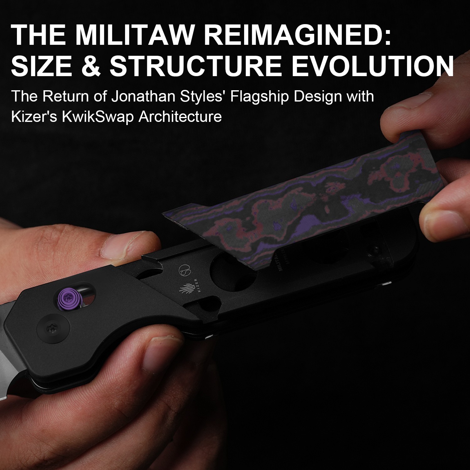 Kizer Militaw 315 Folding Pocket Knife Elmax Blade Aluminum & FatCarbon Handle