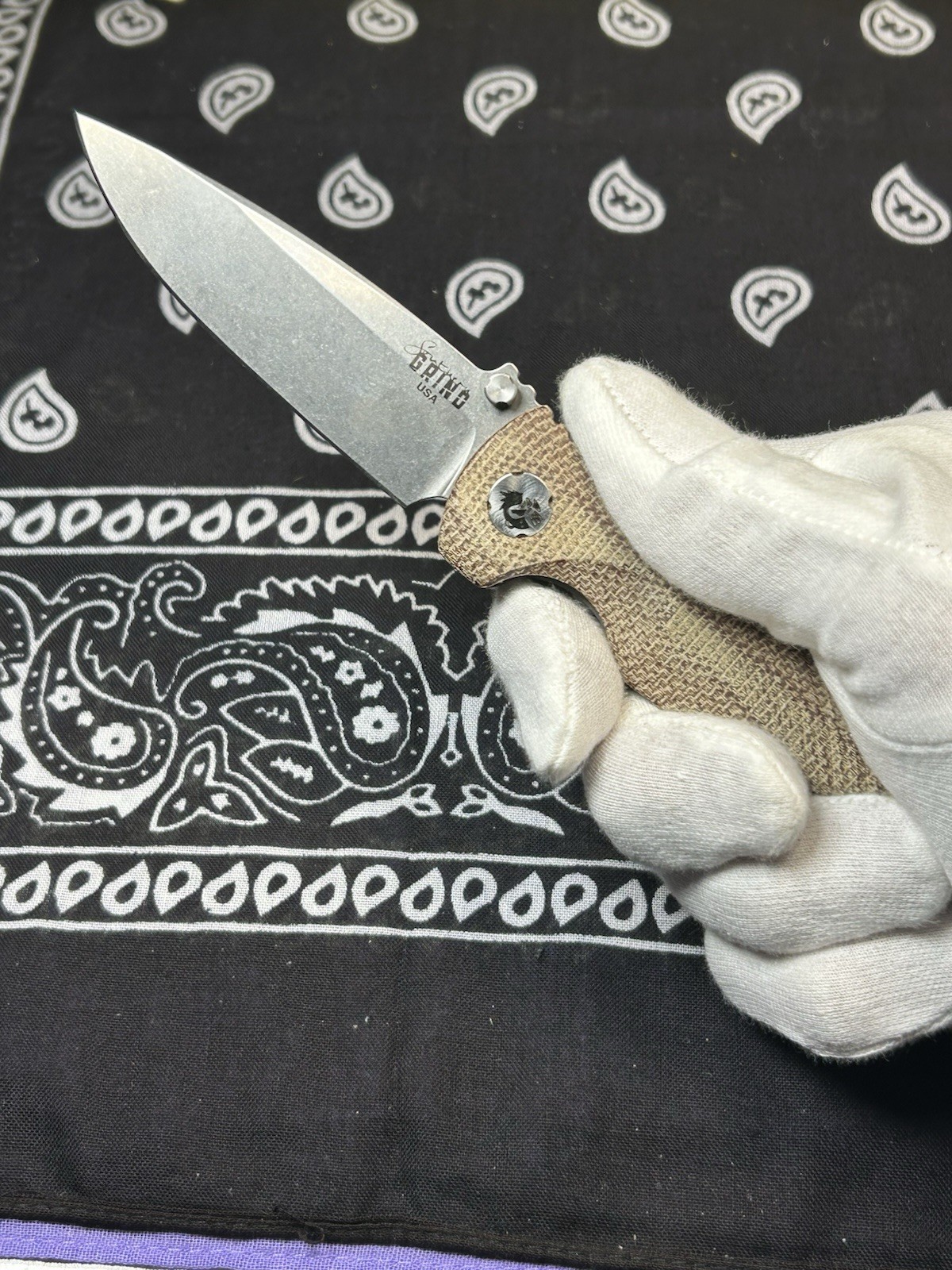 🔥New Southern Grind Spider Monkey Natural Micarta And Titanium Liners S35VN #2