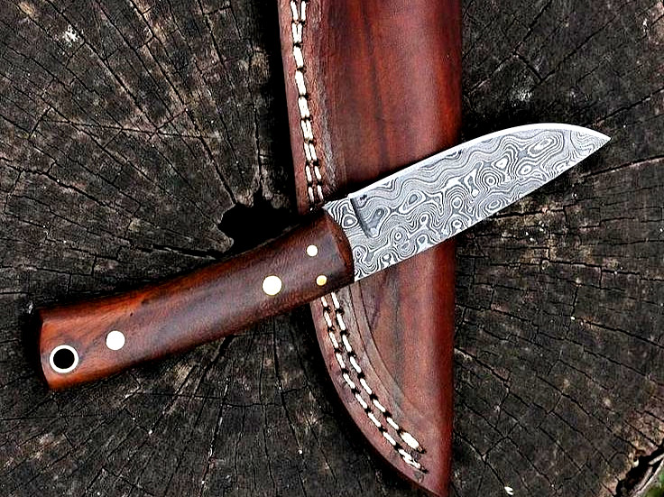 Custom Made Forged Damascus Steel Fix Blade Skinner Hunting Knife 2900