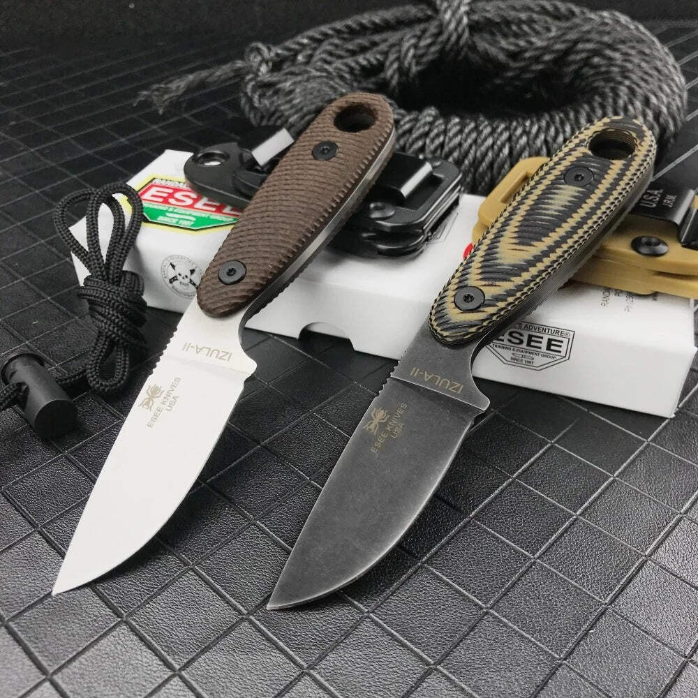Izula Style Fixed Blade Knife 2.6″ Drop Point High Carbon Skeletonized EDC