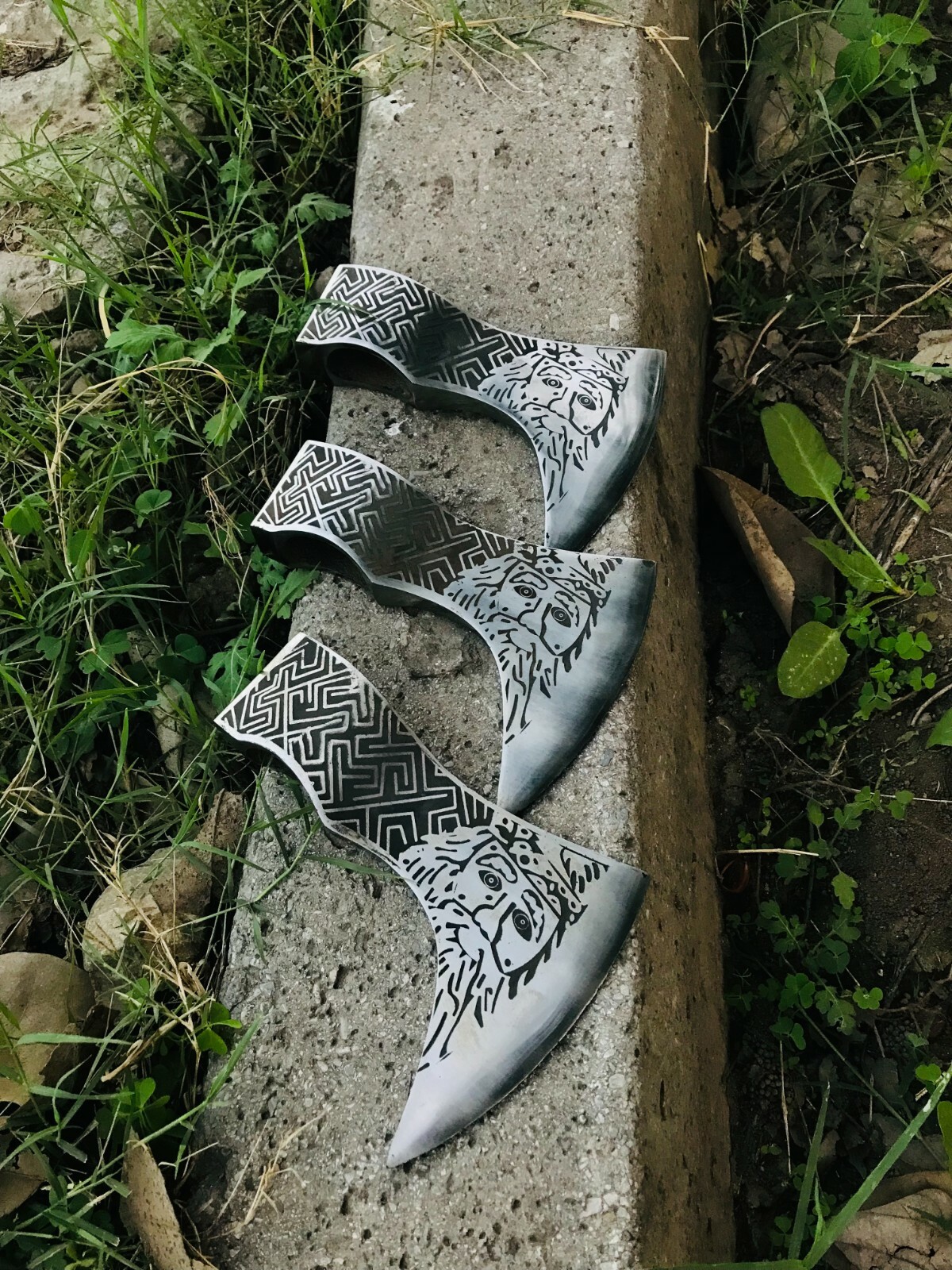 Lot Of 3 x MDM Custom Handmade Forged Viking Tomahawk Axe Head Hatchet Blade Ax