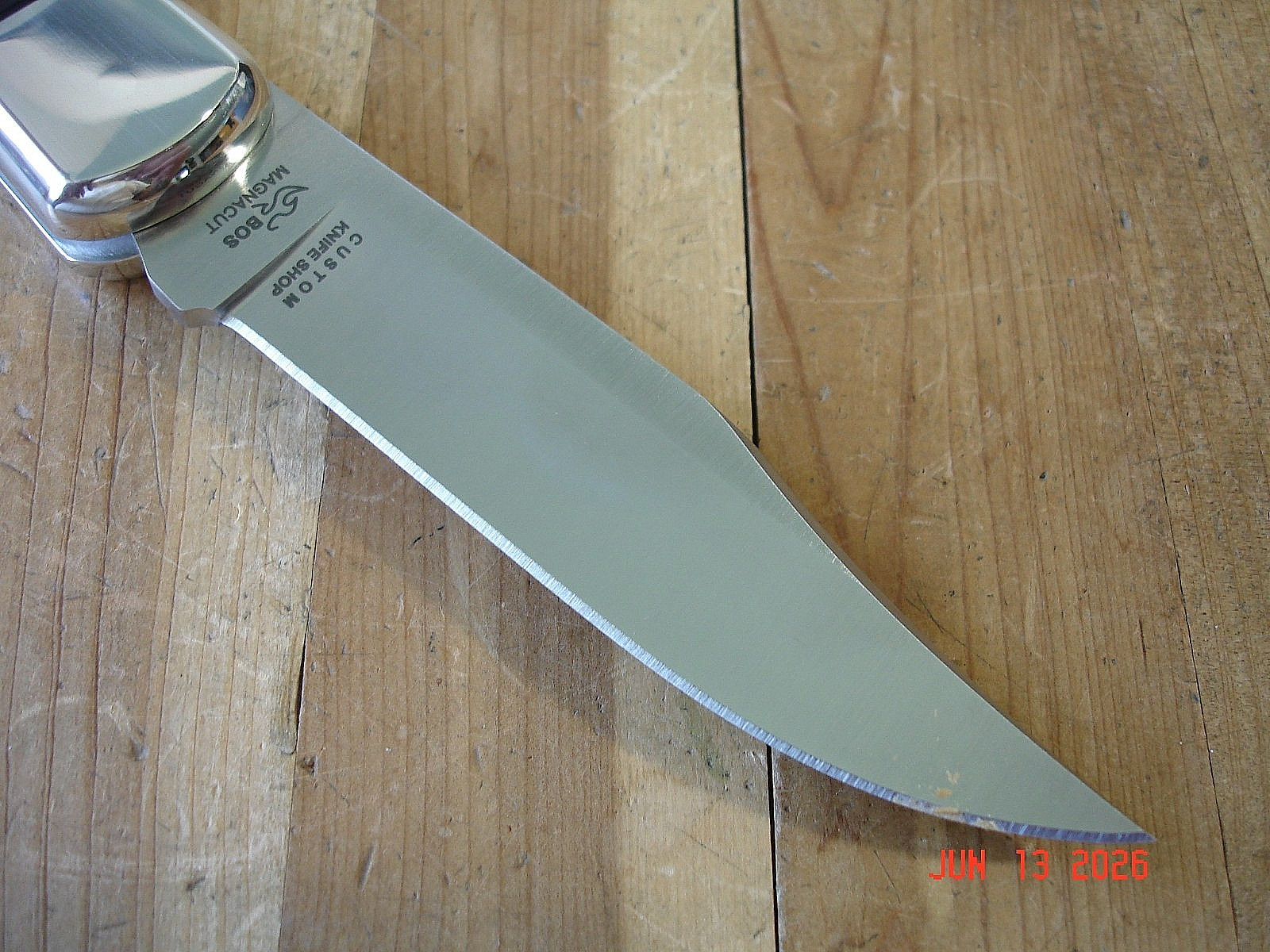 NIB BUCK KNIFE 110 HUNTER BOS MAGNACUT BLADE BLACK BUFFALO HANDLE NICKEL SILVER