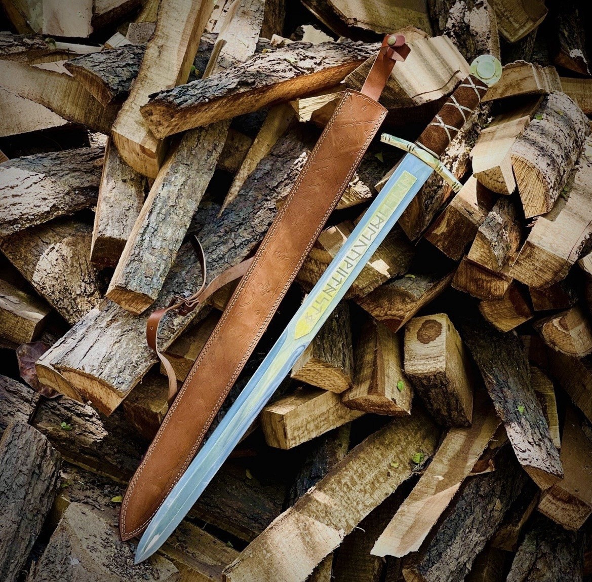 Hand Forged Carbon Steel Excalibur Viking Sword Battle Ready Medieval Longsword