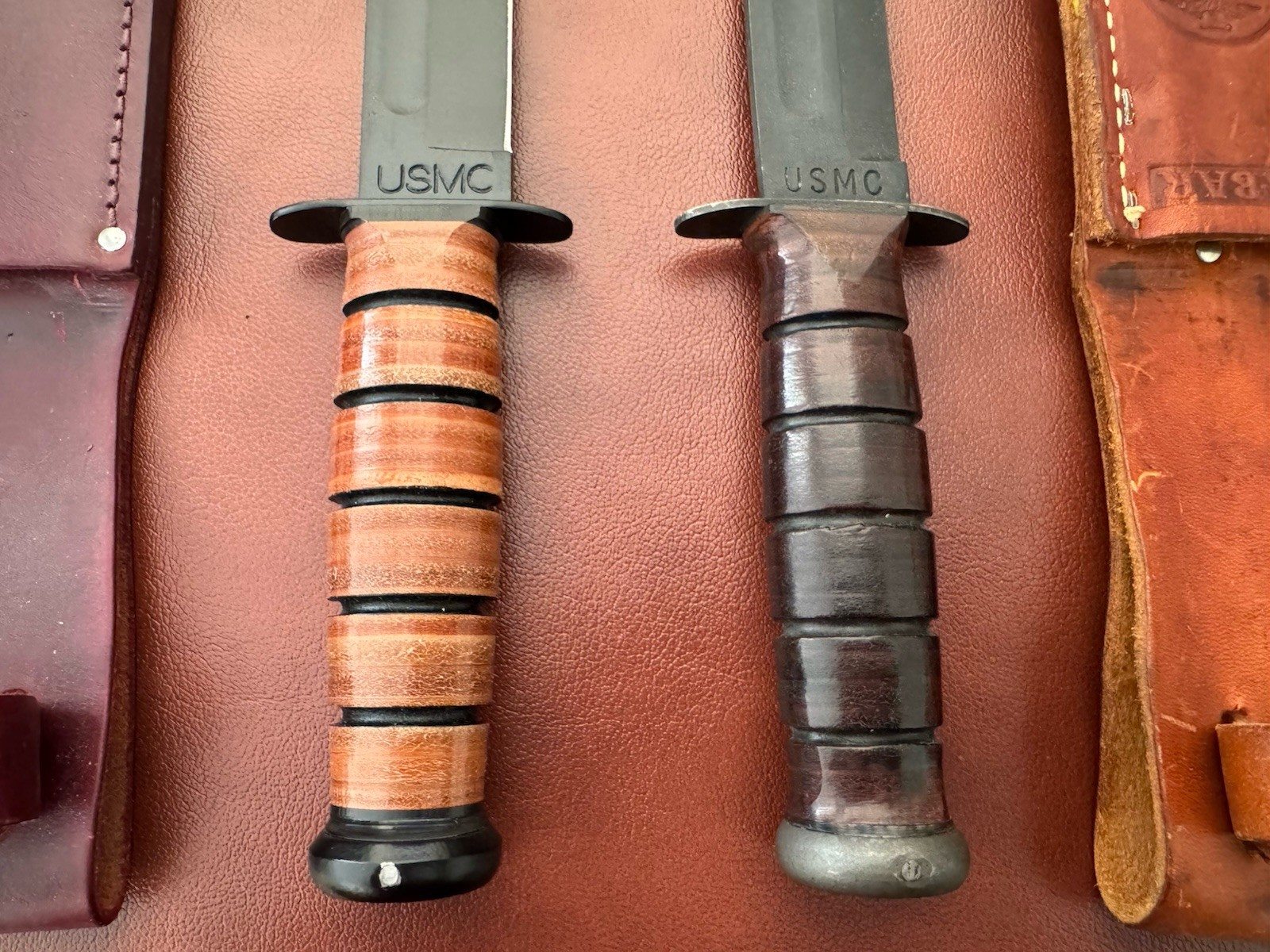 Lot Of 2 Ka-Bar 1217 USMC Fixed Blade Fighting Knives Made In USA