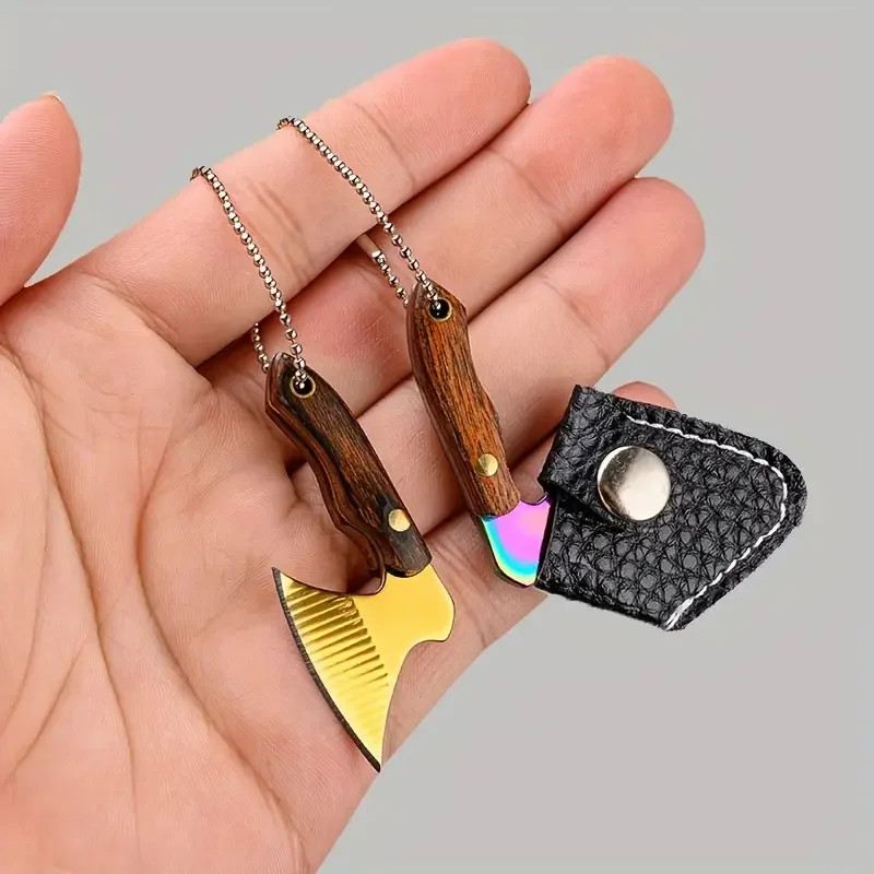 Mini EDC Small Axe Stainless Steel Portable Key Chain, Small Gift for Men