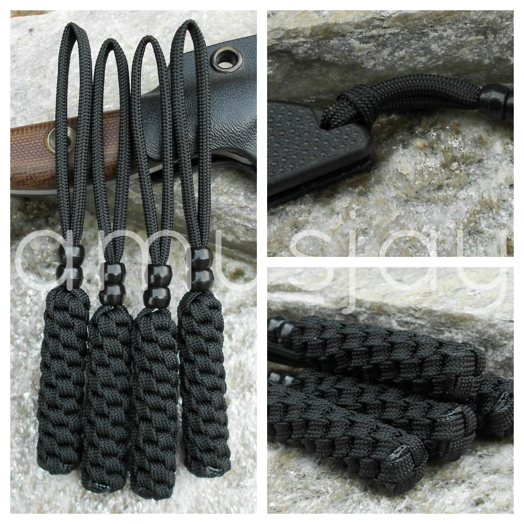 (4) Knife Lanyards-fits-Tactical, Military, Survival, Combat, EDC Knives – BLACK