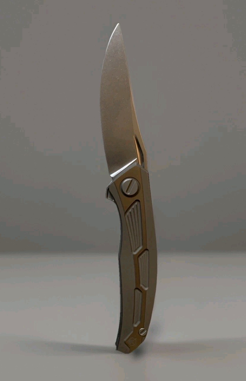 Titanium Framelock Flipper w/ Trailing Point Satin Finish M390 Blade