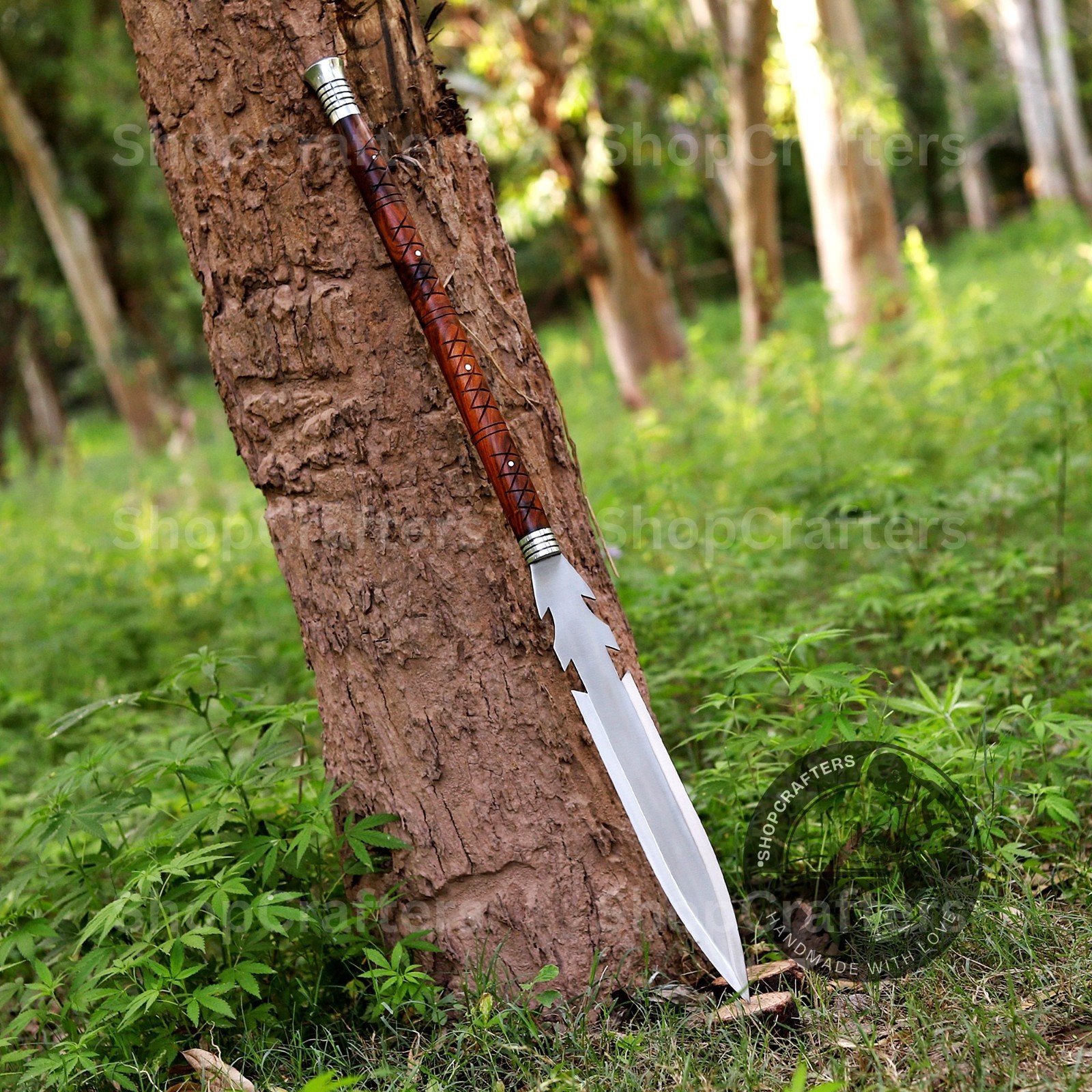 Custom Handmade Carbon Steel Blade Tactical Viking Spear | Hunting Spear Camping