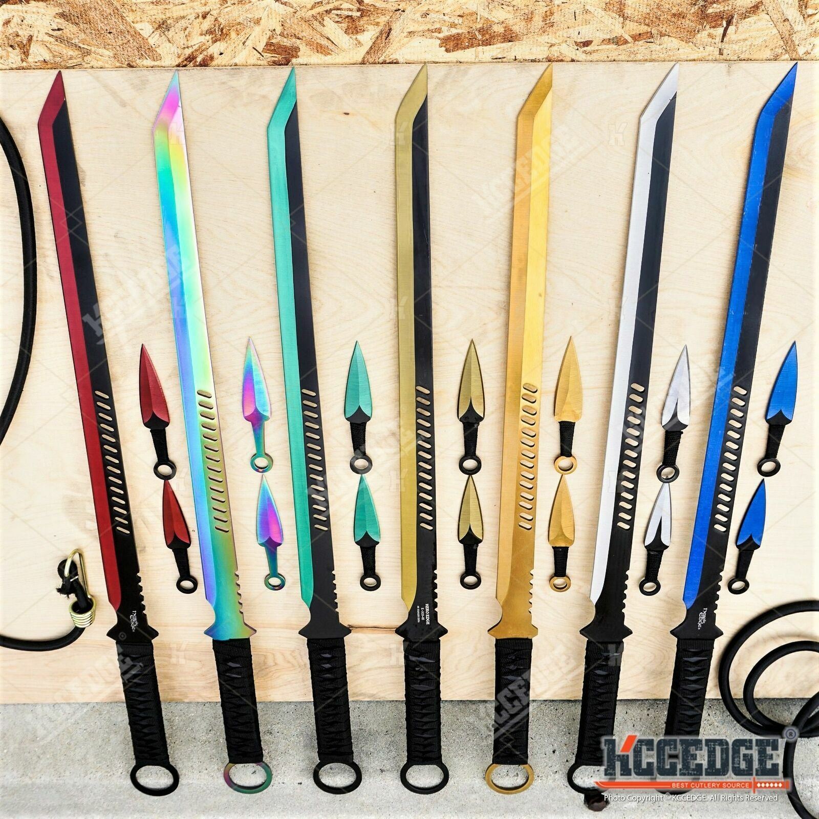 27″ NINJA SWORD TANTO Machete + 2 Knife Full Tang Tactical Blade Katana