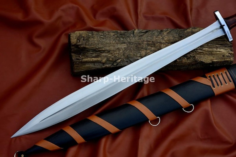 Xiphos Sword – 24 Inch Hand Forged Carbon Steel Greek Leaf Blade with Full Tang