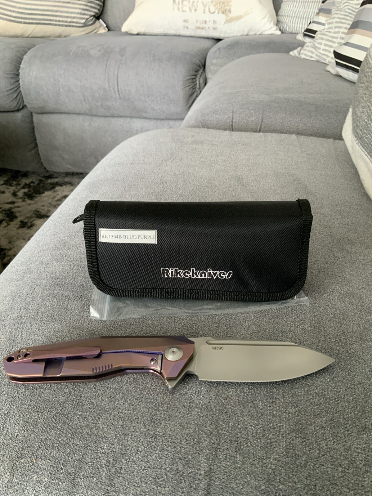 Rike Knives RK 1504B Blue/Purple Titanium Folding Knife M390 Stainless Steel