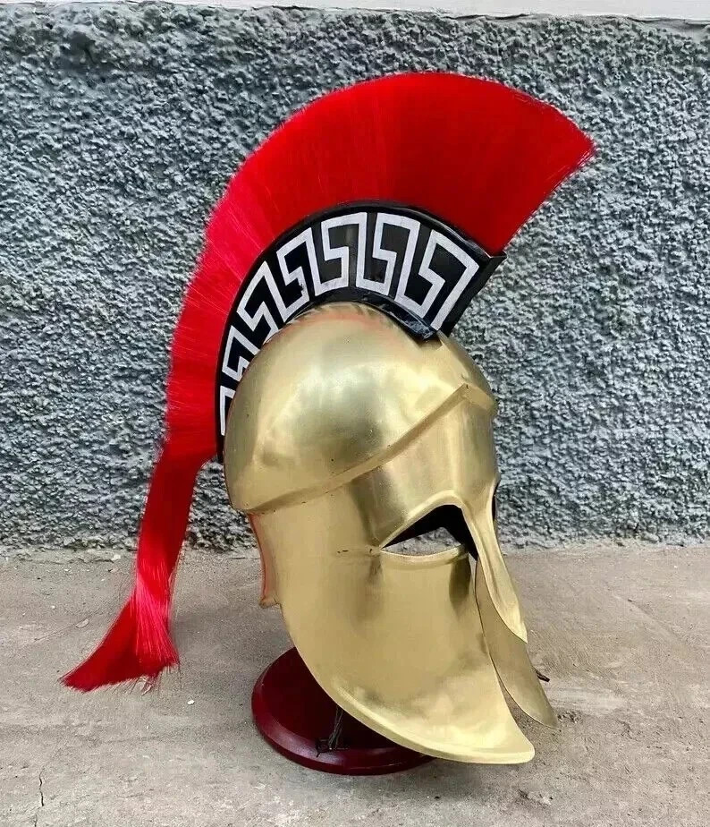 Helmet Medieval Knight Greek Corinthian Helmet Armor With Red Plume Halloween