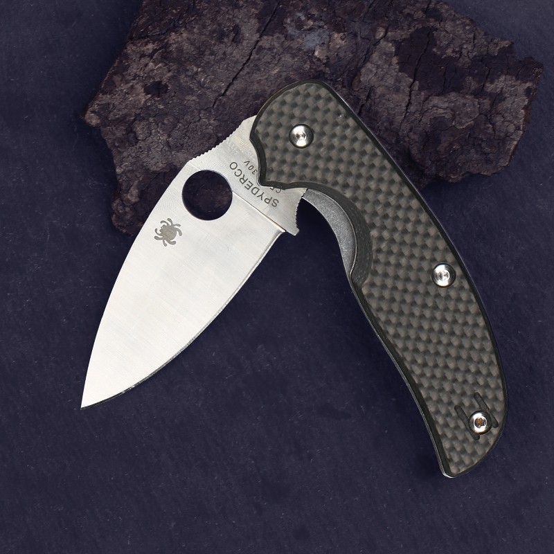 Carbon Fiber Handle Real D2 Stainless Steel Blade Tactical Pocket Knife Sage New
