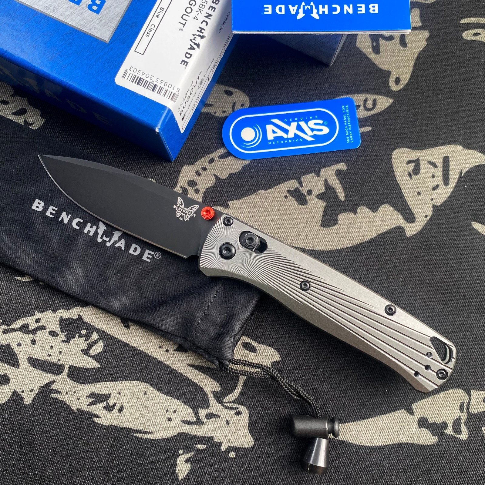 Benchmade 535BK-4 Bugout Gray Aluminum Handle M390 Stainless Steel Folding Knife