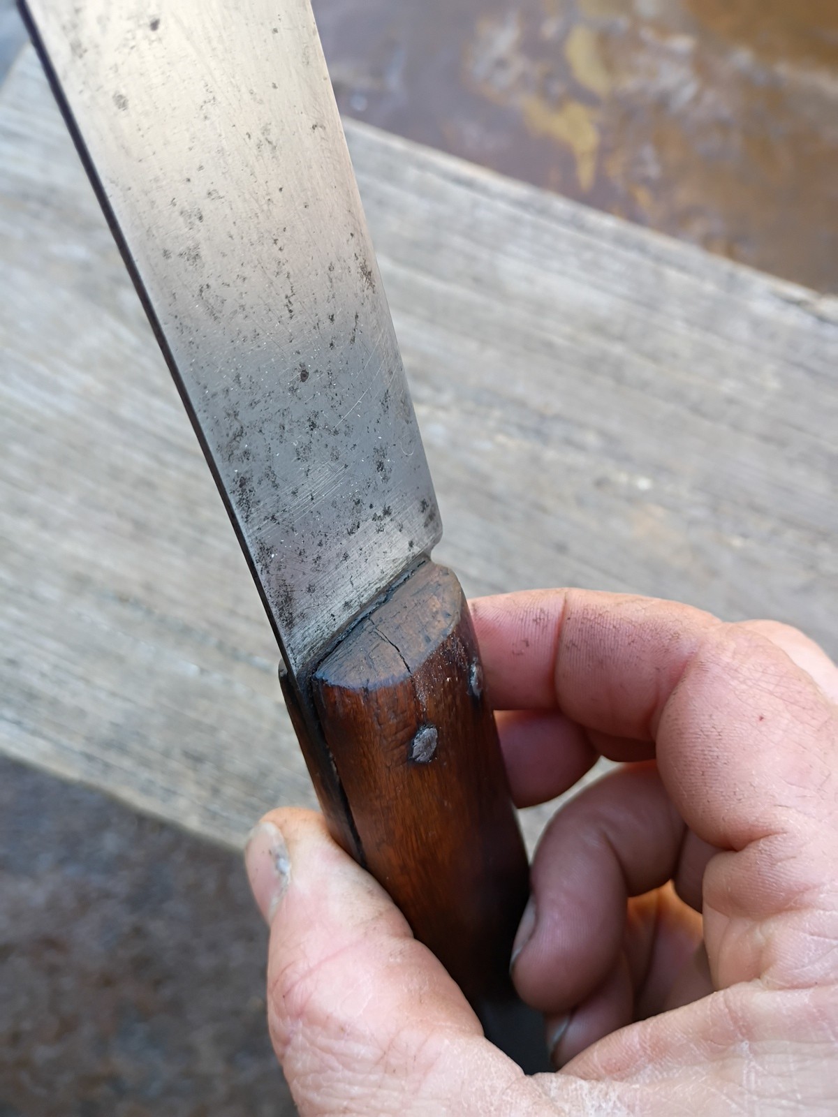 Huge Vintage Carbon Steel Butcher Knife 18″ Miller-Tooley 5 Pin