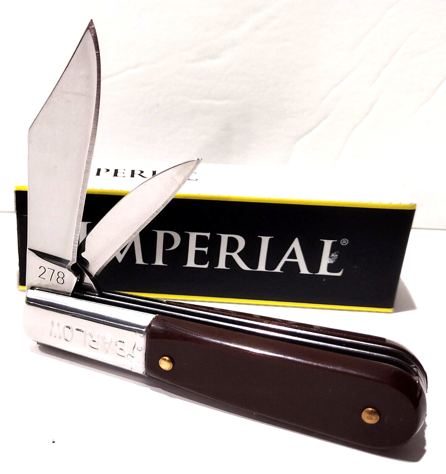 Imperial Schrade Brown Synthetic Handles 2 Blade BARLOW Folding Pocket Knife