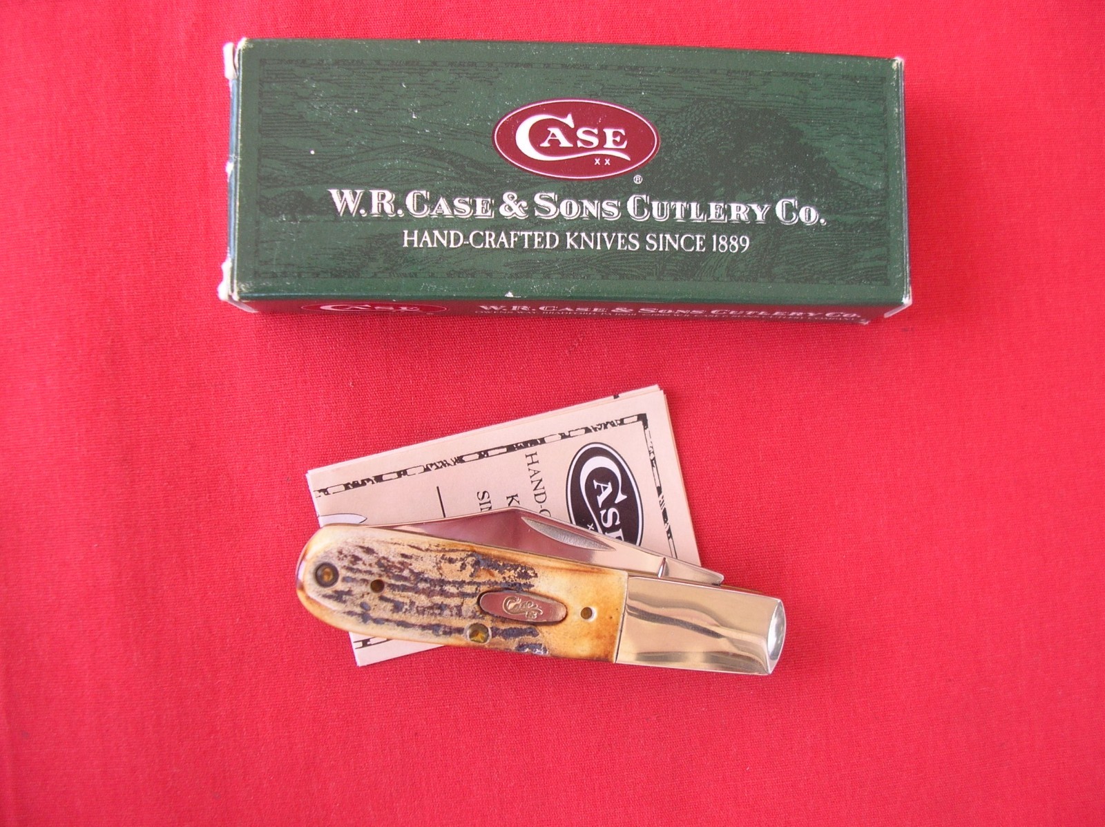 CASE XX 52009 1/2 2 BLADE BARLOW WITH SHIELD STAG HANDLES 2000 KNIFEJ