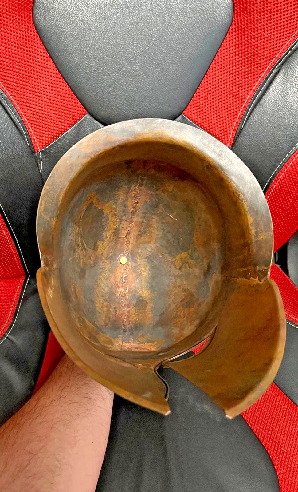 Hand-Hammered Bronze Corinthian Helmet Greek Odysseus Armor Genuine Hair Crest
