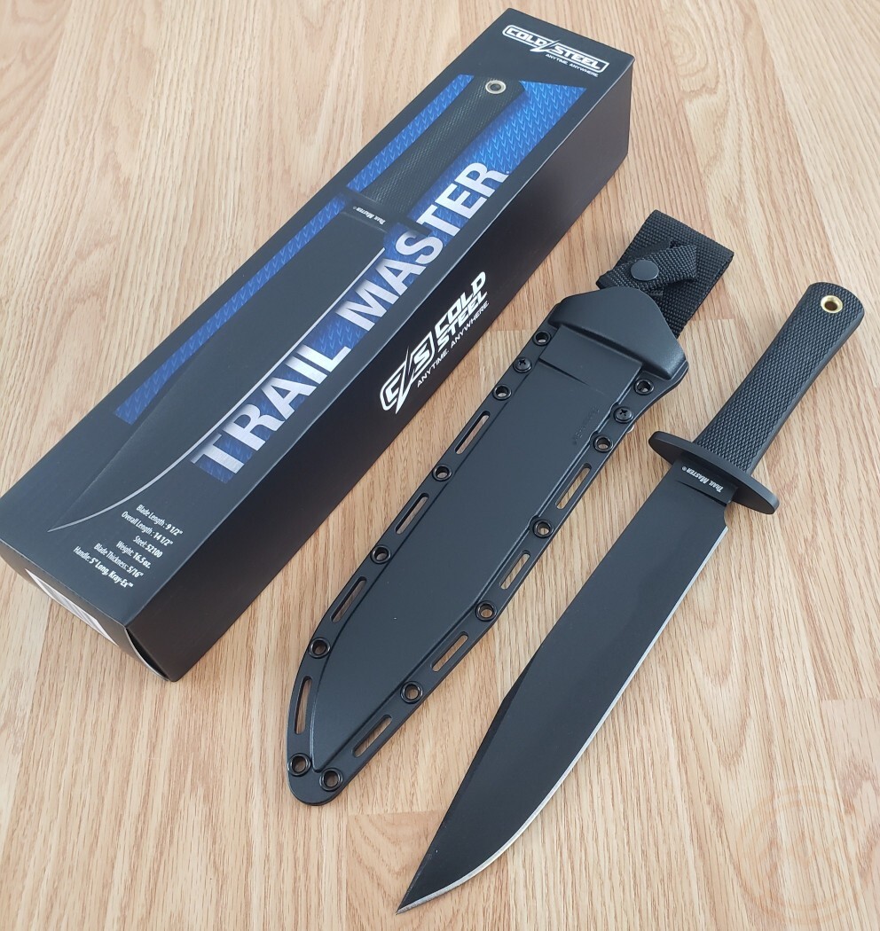 Cold Steel Trail Master Fixed Knife 9.5″ 52100 Steel Blade Black Kray-Ex Handle