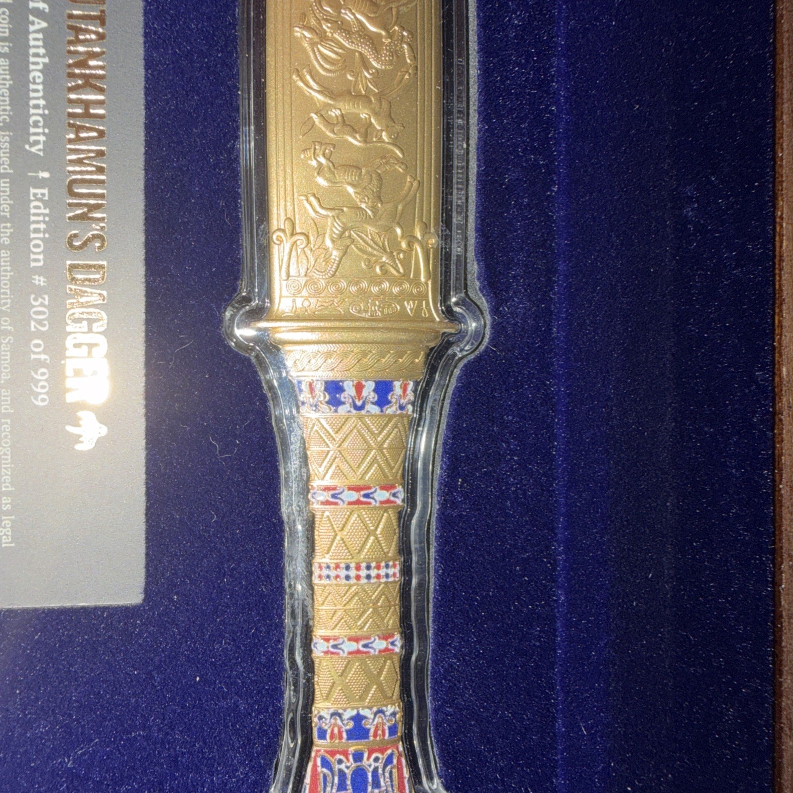 King Tutankhamun’s Dagger Replica w/ Display Case COA #302/999 Gold Metal