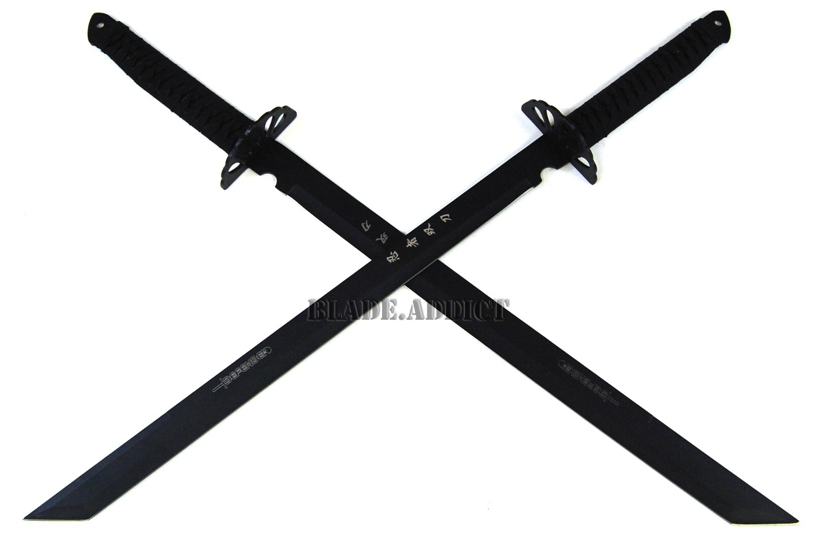 2PC BLACK Full Tang 27″ Ninja Samurai Twin Tanto Blade Sword Machete Katana New