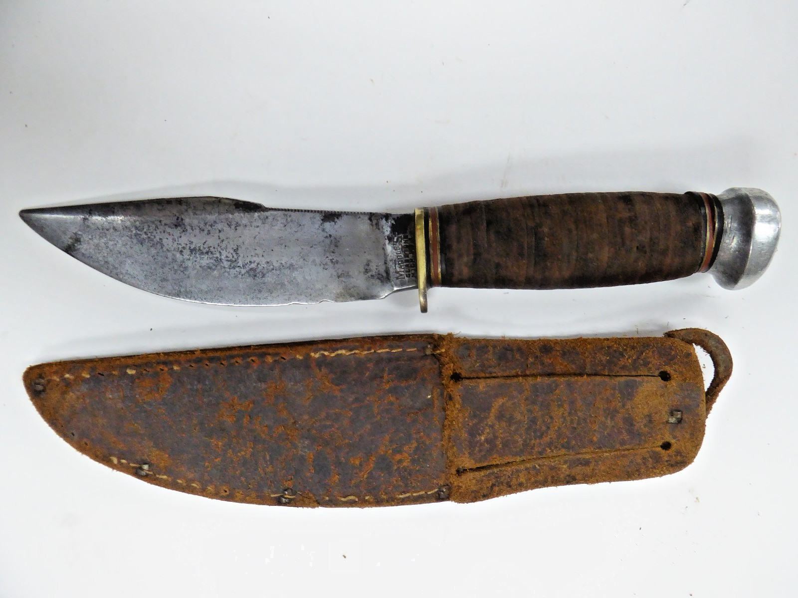 Marble’s Gladstone WOODCRAFT Pat’d 1916 Hunting Knife Aluminum Pommel w/ Sheath
