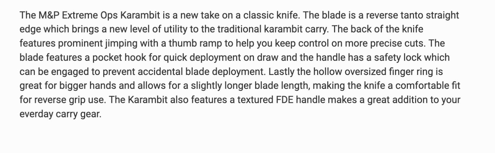 Smith & Wesson M&P Extreme Ops Karambit Tanto Blade G10 FDE Folder Knife 1147102