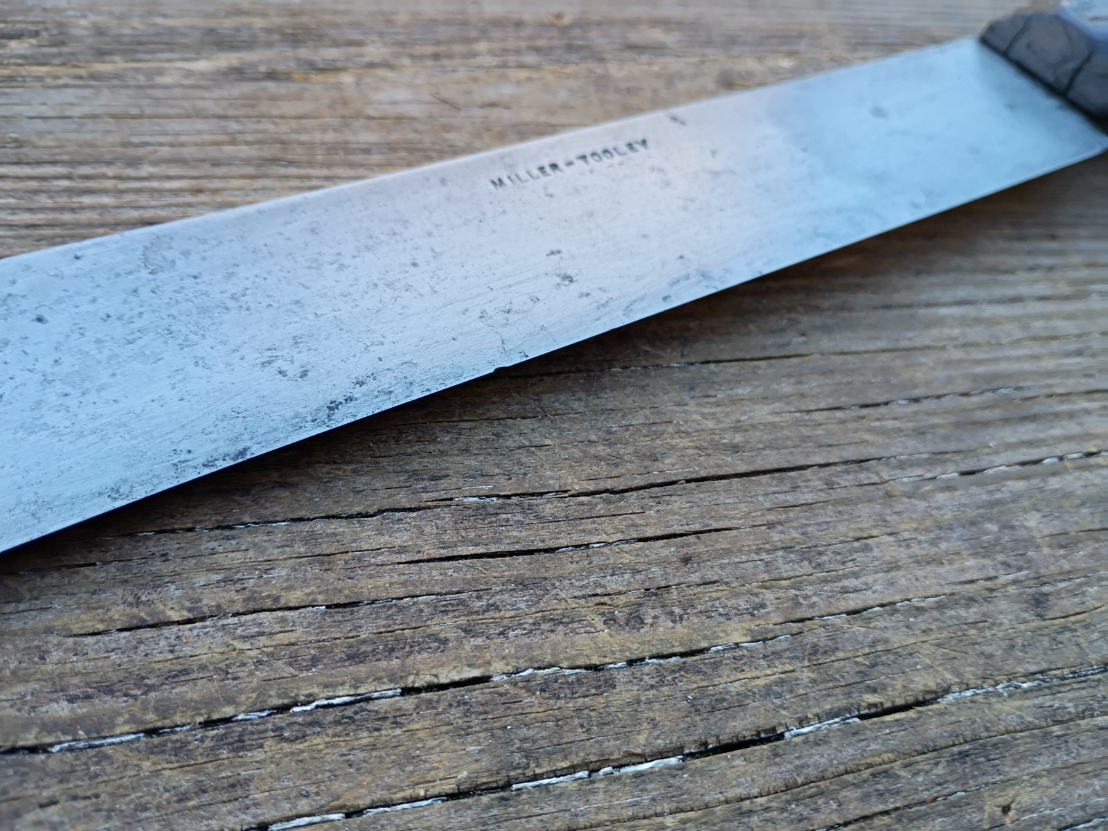 Huge Vintage Carbon Steel Butcher Knife 18″ Miller-Tooley 5 Pin
