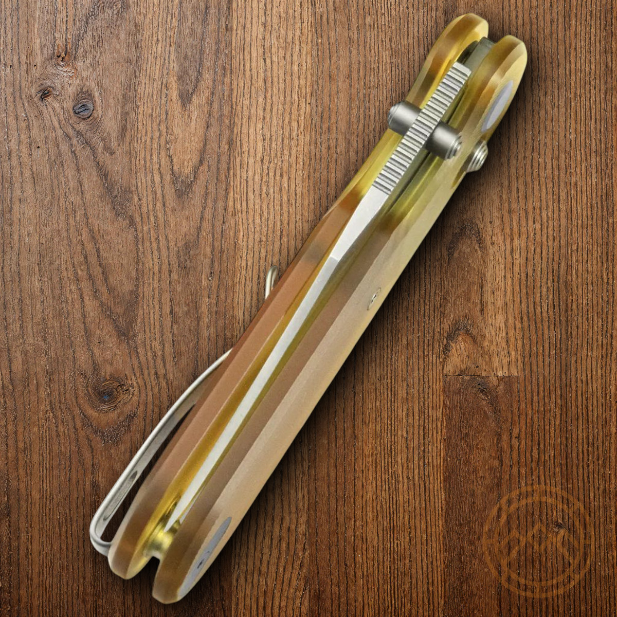 GEO Knife Ethereal Folding Knife 3″ Bohler M390 Steel Blade Amber Ultem Handle