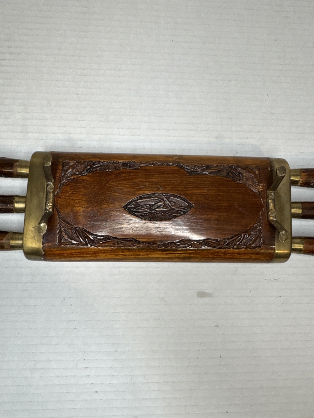 Antique India Carved Wood And Brass￼Knife Set Of 6
