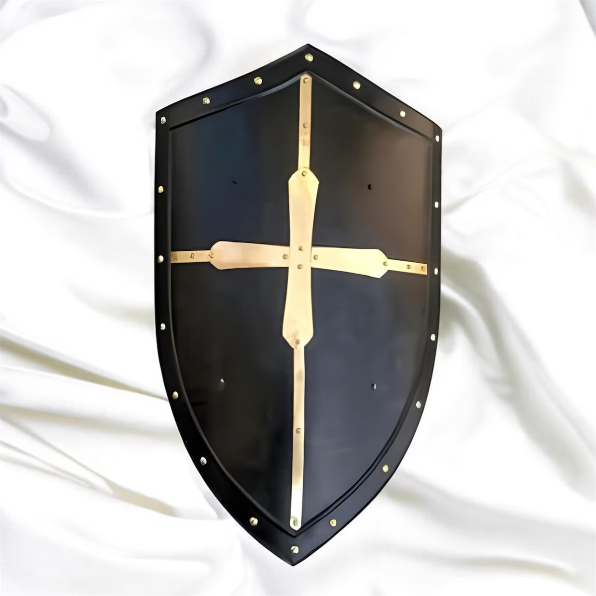 Medieval Crusader Shield – Black And Gold Templar Cross Knight Armor