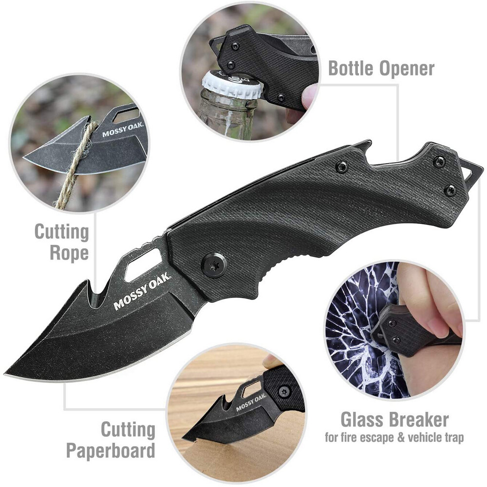 Mini Folding Pocket Knife 2.5»Blade Black G10 Handle EDC Multifunction Tool New