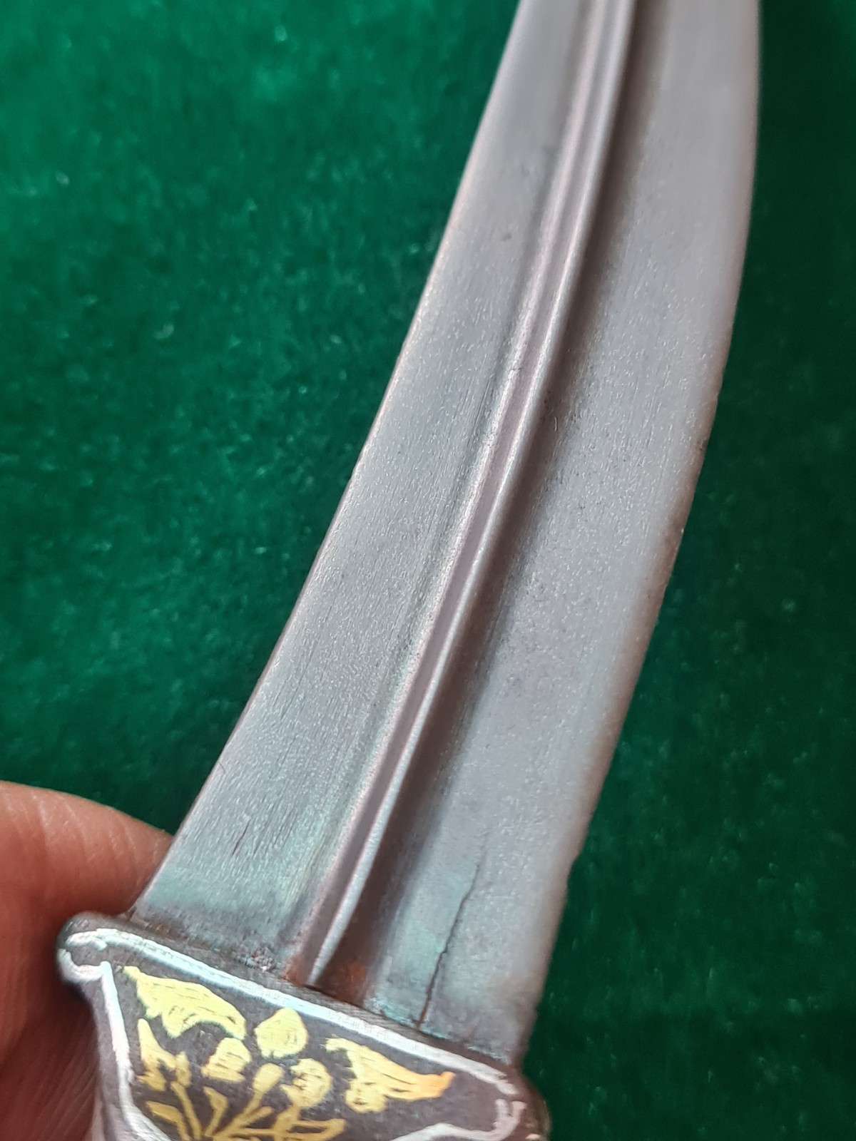 Rare Mughal Sikh tiger tooth wootz Gold damascened Khanda kard KNIFE khanjar