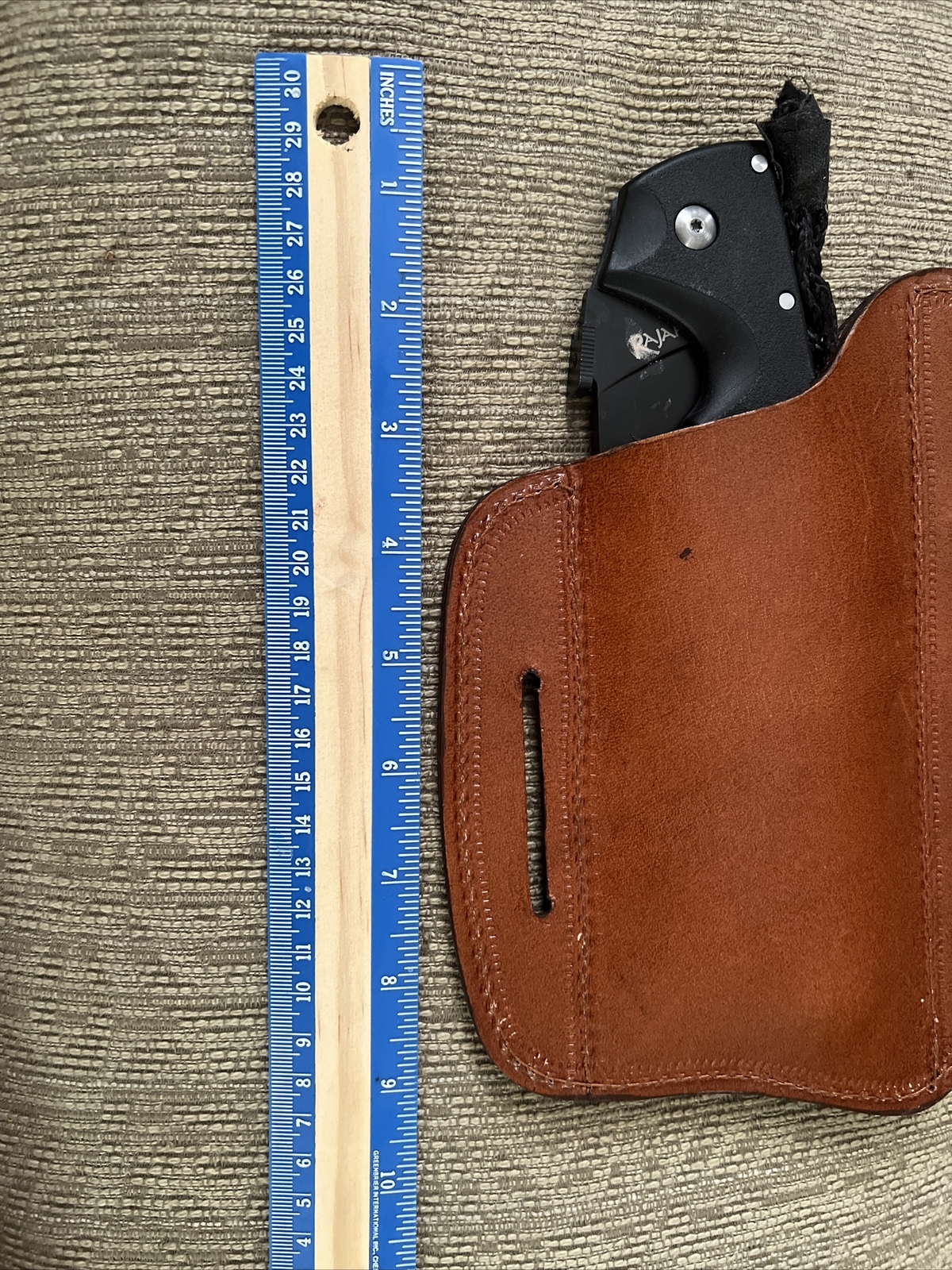 Leather knife sheath/Holds 6in Folding Knife Included Also HoldsGlock Mag/pliers