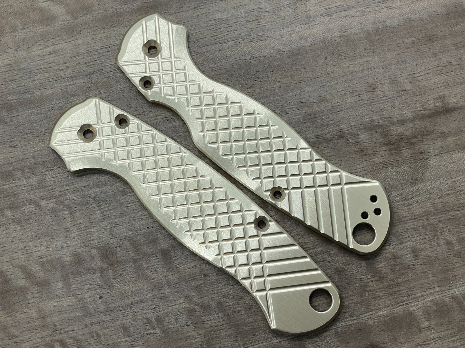 Spyderco PM2 Scales – Brass Titanium Aluminum Paramilitary 2 Knife Handles