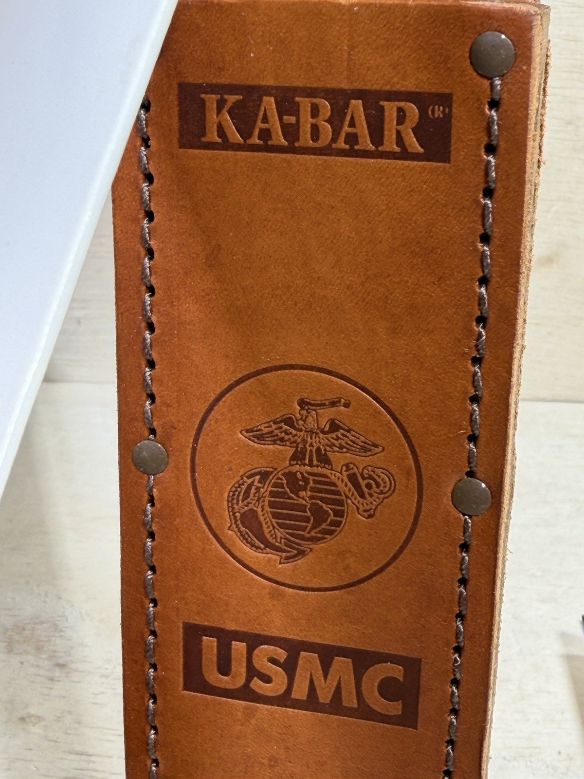 Vintage Ka-Bar Fixed Blade Knife w/ Leather Sheath USMC Marines Miltary