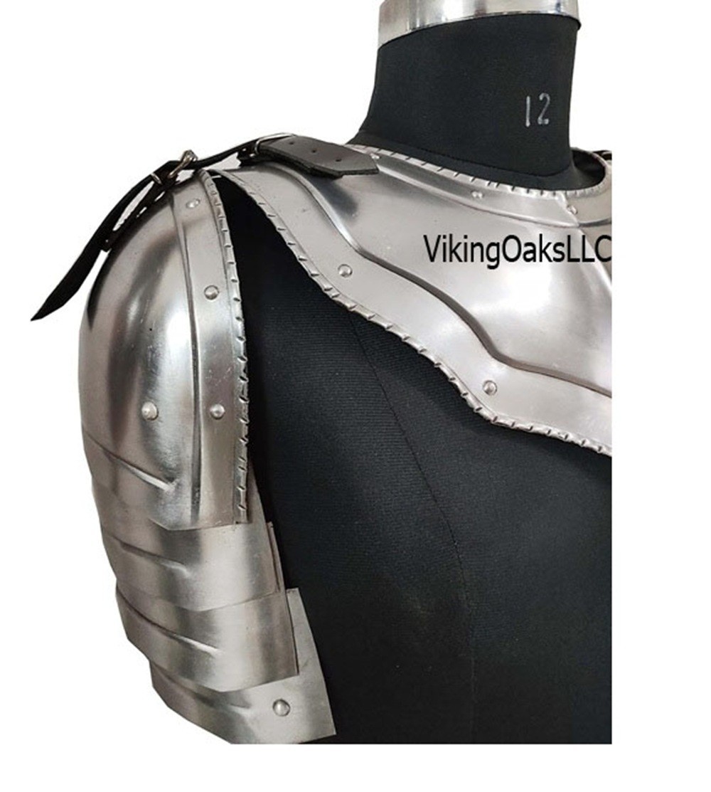 Medieval Spaulders and Gorget Armor Set – Viking Crusader Shoulder Protection