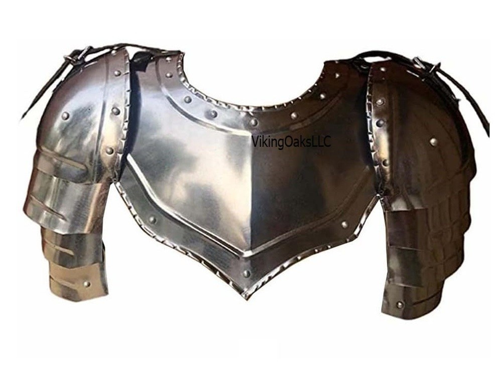 Medieval Spaulders and Gorget Armor Set – Viking Crusader Shoulder Protection
