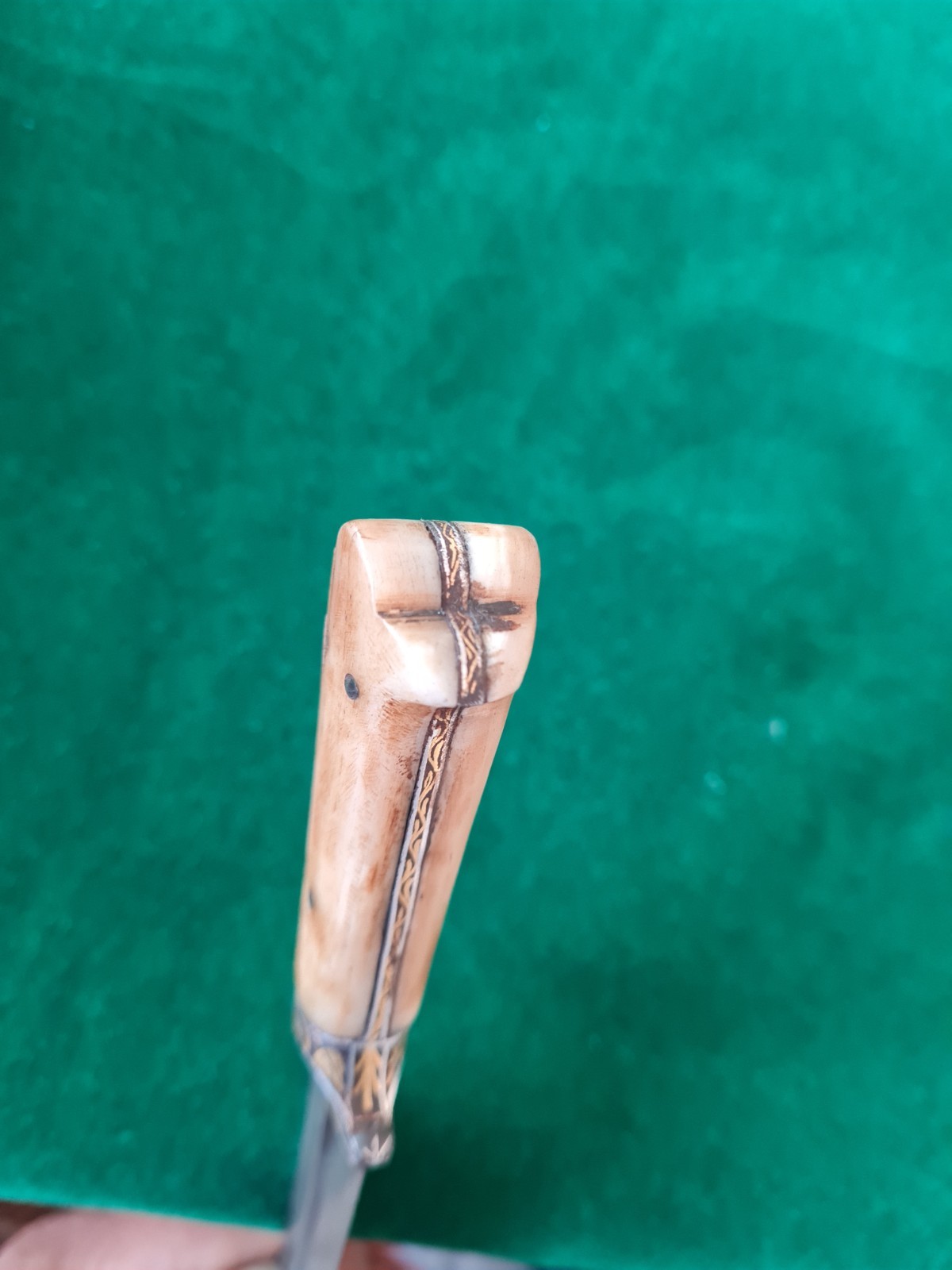 Rare Mughal Sikh tiger tooth wootz Gold damascened Khanda kard KNIFE khanjar
