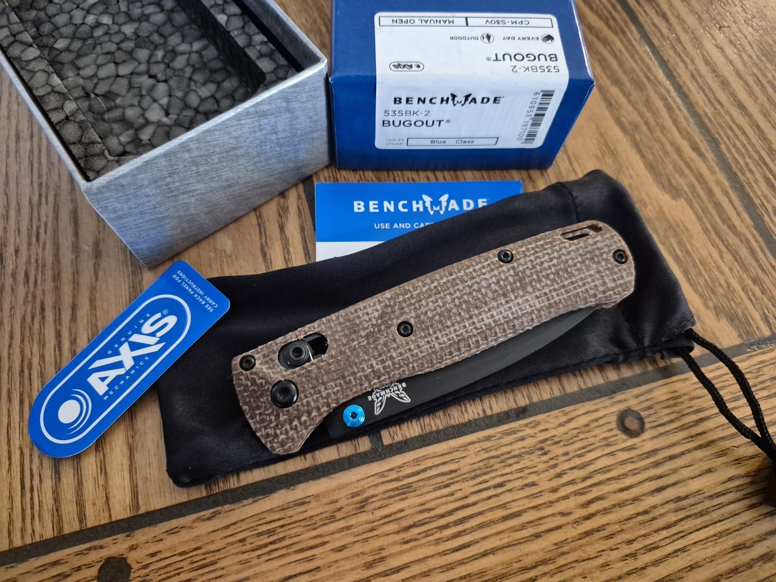 Benchmade Bugout 535 Custom Micarta Brown Scales S30V Blade