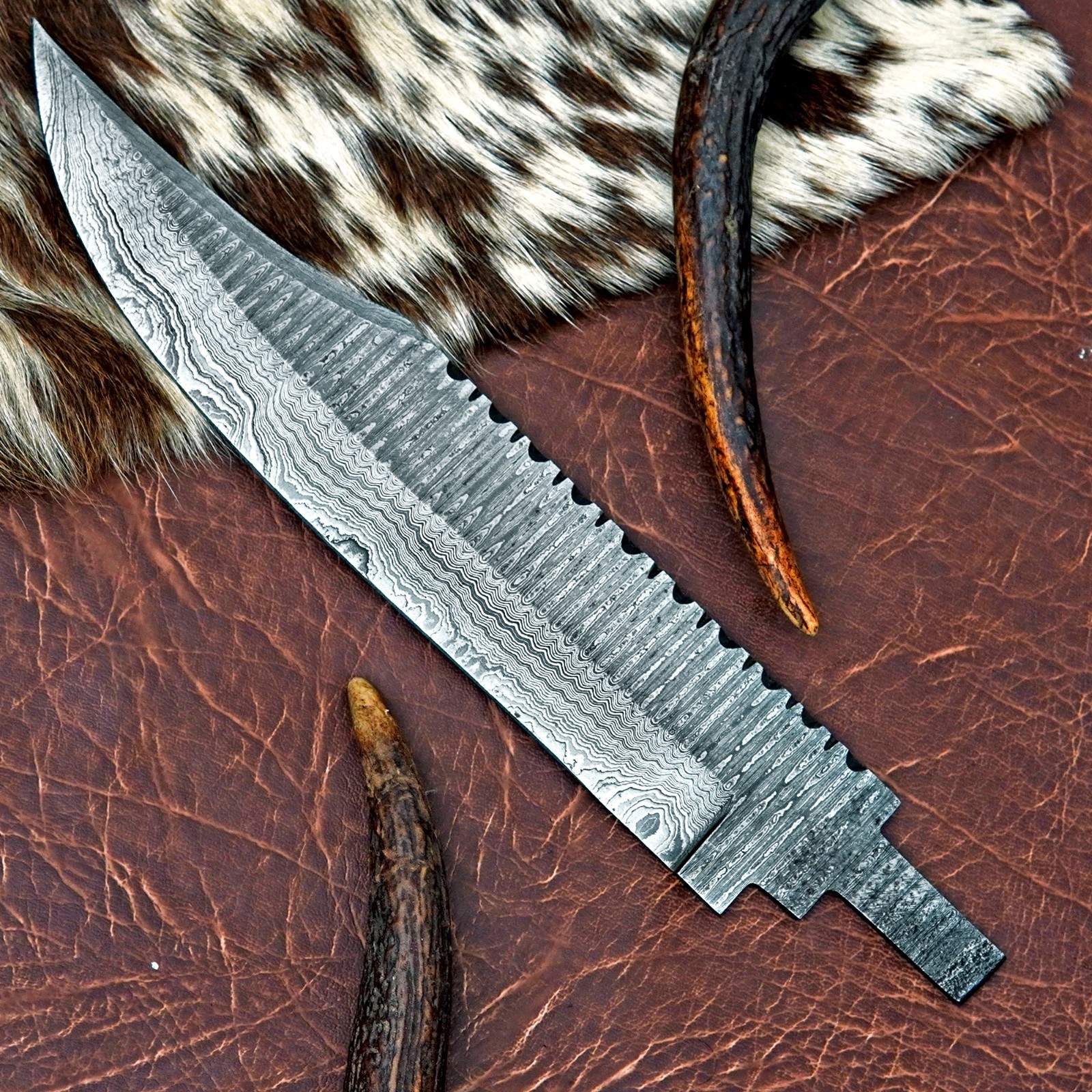 Lot 4 Damascus Bowie Knife Blanks 11.75” Full Tang LOT4BMDNABB09